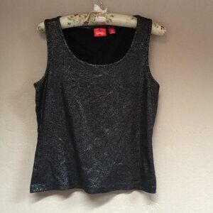 Latina Life Women's Sleeveless Tank Top Large Scoop Neck Cotton Metallic Black
